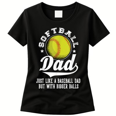 Softball Dad Like A Baseball Dad With Bigger Balls Softball Womens T-Shirt
