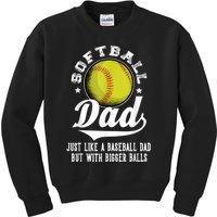 Softball Dad Like A Baseball Dad With Bigger Balls Softball Kids Sweatshirt