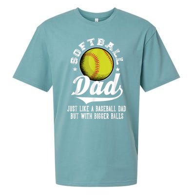 Softball Dad Like A Baseball Dad With Bigger Balls Softball Sueded Cloud Jersey T-Shirt