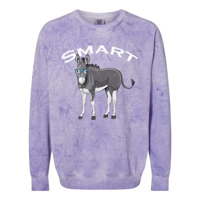 Smart Donkey Lover Sarcastic Adult Humor Blue Glasses Gift Colorblast Crewneck Sweatshirt