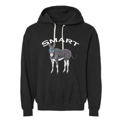 Smart Donkey Lover Sarcastic Adult Humor Blue Glasses Gift Garment-Dyed Fleece Hoodie