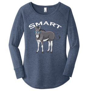 Smart Donkey Lover Sarcastic Adult Humor Blue Glasses Gift Women's Perfect Tri Tunic Long Sleeve Shirt