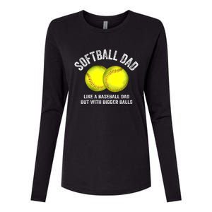 Softball Dad Like A Baseball Dad But With Bigger Balls Womens Cotton Relaxed Long Sleeve T-Shirt