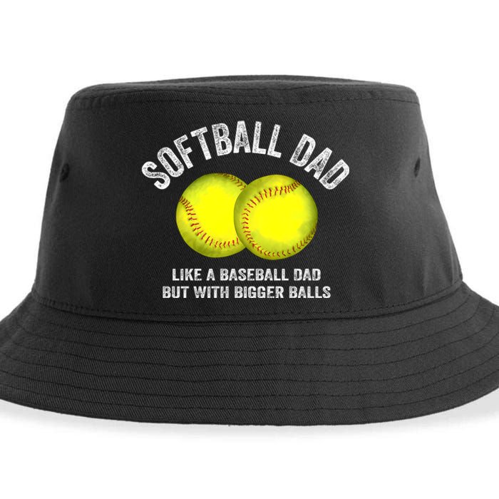 Softball Dad Like A Baseball Dad But With Bigger Balls Sustainable Bucket Hat