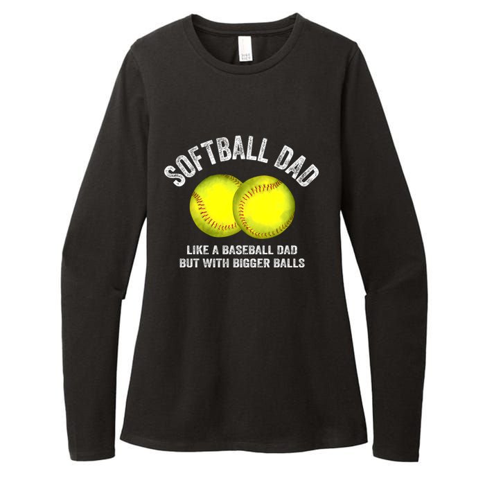 Softball Dad Like A Baseball Dad But With Bigger Balls Womens CVC Long Sleeve Shirt