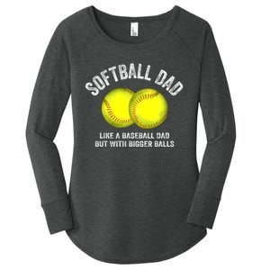 Softball Dad Like A Baseball Dad But With Bigger Balls Women's Perfect Tri Tunic Long Sleeve Shirt