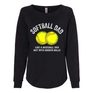 Softball Dad Like A Baseball Dad But With Bigger Balls Womens California Wash Sweatshirt