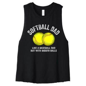 Softball Dad Like A Baseball Dad But With Bigger Balls Women's Racerback Cropped Tank