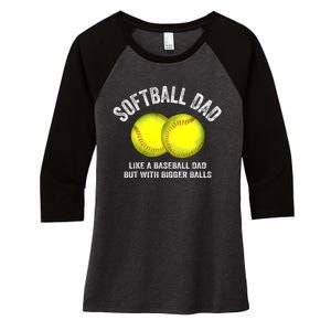 Softball Dad Like A Baseball Dad But With Bigger Balls Women's Tri-Blend 3/4-Sleeve Raglan Shirt