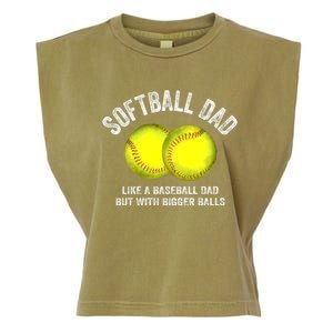 Softball Dad Like A Baseball Dad But With Bigger Balls Garment-Dyed Women's Muscle Tee