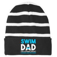 Swim Dad Like A Normal Dad But Cooler Swim Dad Definition Striped Beanie with Solid Band