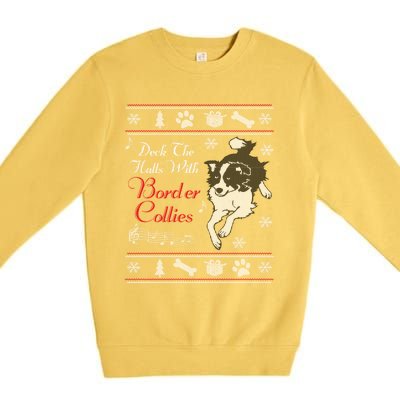 Santa Dog Lover Gift Border Collie Ugly Christmas Premium Crewneck Sweatshirt