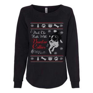 Santa Dog Lover Gift Border Collie Ugly Christmas Womens California Wash Sweatshirt