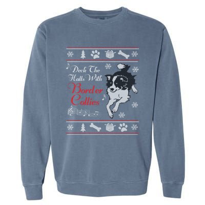 Santa Dog Lover Gift Border Collie Ugly Christmas Garment-Dyed Sweatshirt