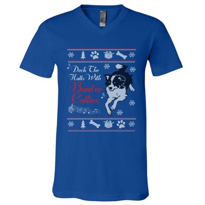 Santa Dog Lover Gift Border Collie Ugly Christmas V-Neck T-Shirt