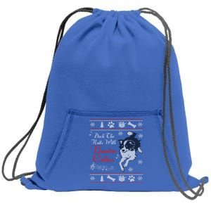 Santa Dog Lover Gift Border Collie Ugly Christmas Sweatshirt Cinch Pack Bag