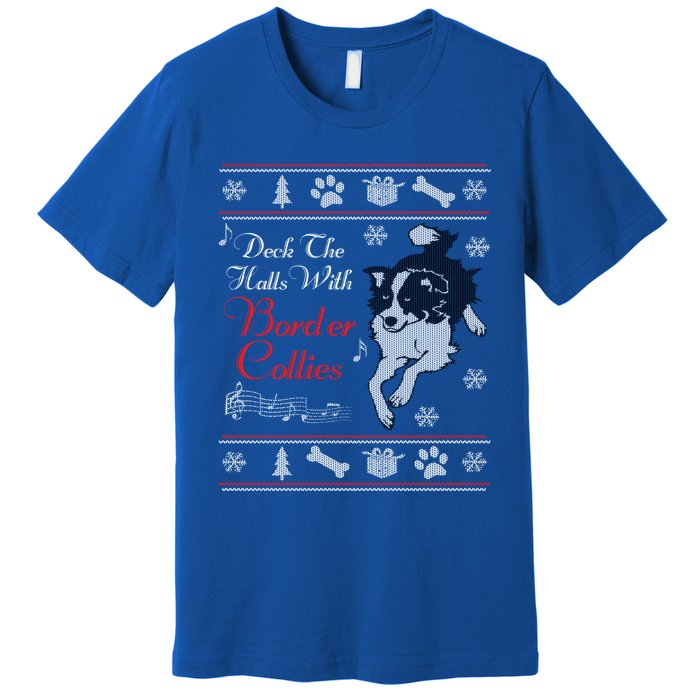 Santa Dog Lover Gift Border Collie Ugly Christmas Premium T-Shirt