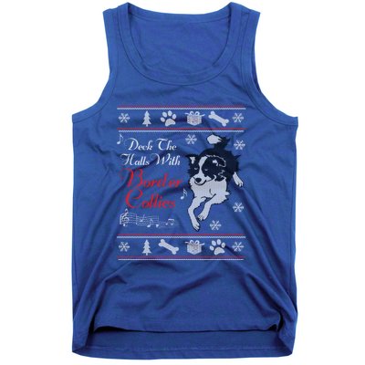 Santa Dog Lover Gift Border Collie Ugly Christmas Tank Top