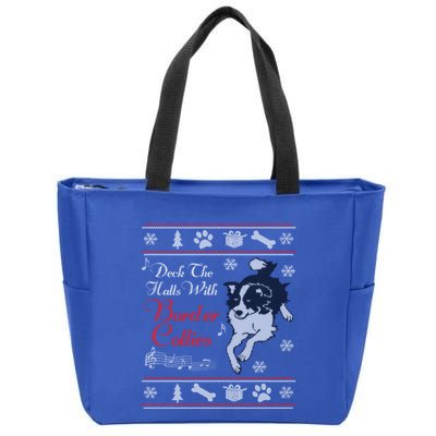 Santa Dog Lover Gift Border Collie Ugly Christmas Zip Tote Bag