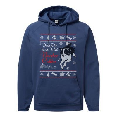 Santa Dog Lover Gift Border Collie Ugly Christmas Performance Fleece Hoodie