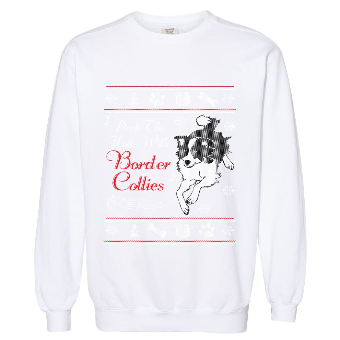 Santa Dog Lover Gift Border Collie Ugly Christmas Garment-Dyed Sweatshirt