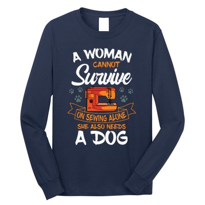 Sewing Dog Lover Sew Fabric Sewer Tailor Stitcher Sewist Long Sleeve Shirt