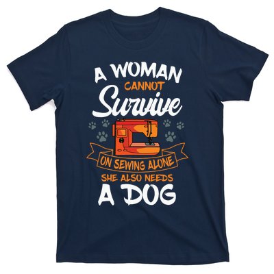 Sewing Dog Lover Sew Fabric Sewer Tailor Stitcher Sewist T-Shirt