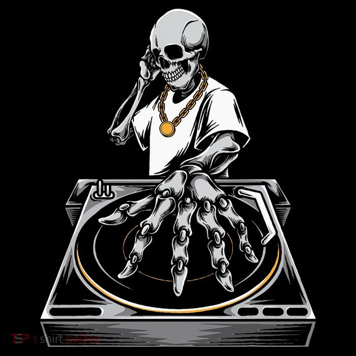Skeleton DJ Lazy Halloween Costume Skull Disc Jockey Stripe Pom Pom Beanie