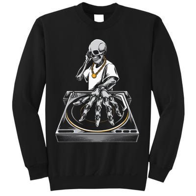 Skeleton DJ Lazy Halloween Costume Skull Disc Jockey Sweatshirt