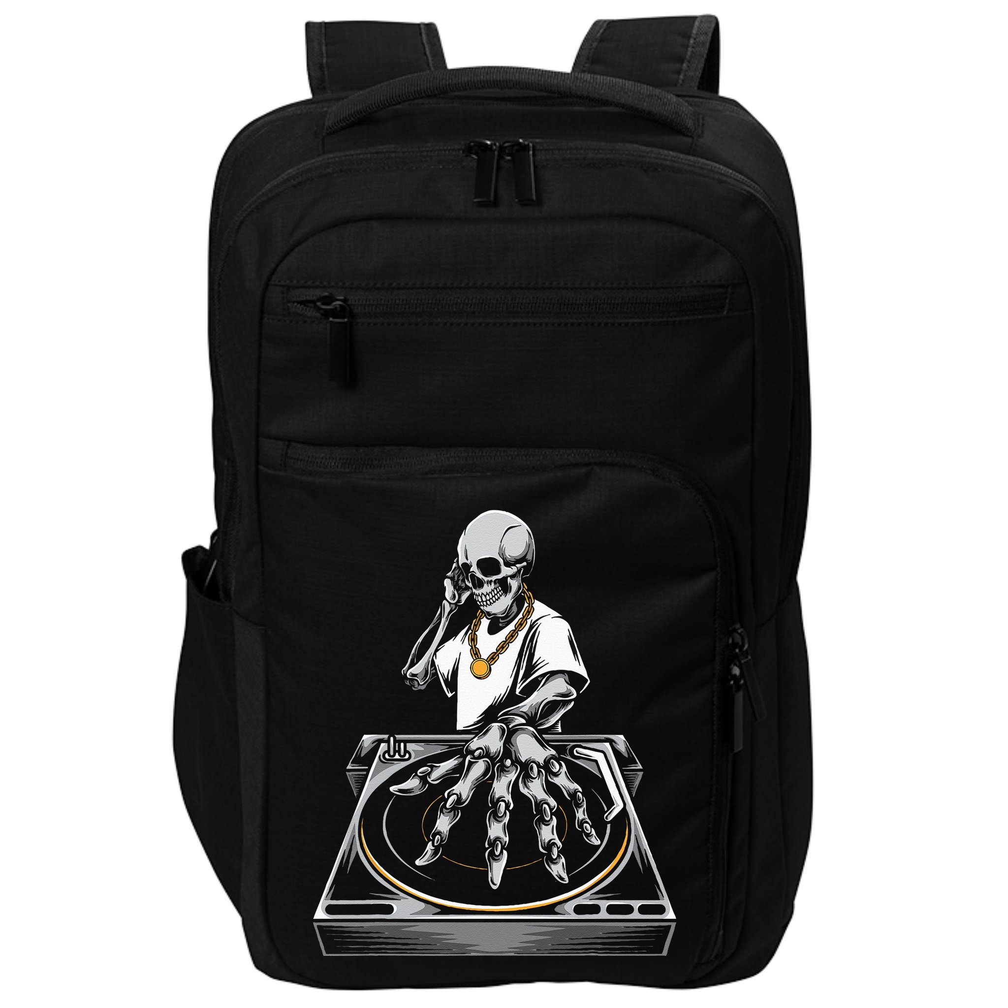Skeleton DJ Lazy Halloween Costume Skull Disc Jockey Impact Tech Backpack