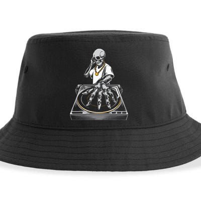 Skeleton DJ Lazy Halloween Costume Skull Disc Jockey Sustainable Bucket Hat