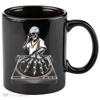 Skeleton DJ Lazy Halloween Costume Skull Disc Jockey 11oz C Handle Ceramic Mug