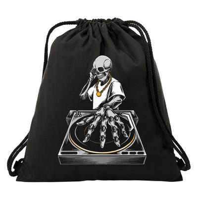 Skeleton DJ Lazy Halloween Costume Skull Disc Jockey Drawstring Bag