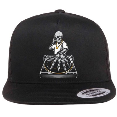 Skeleton DJ Lazy Halloween Costume Skull Disc Jockey Flatbill Hat