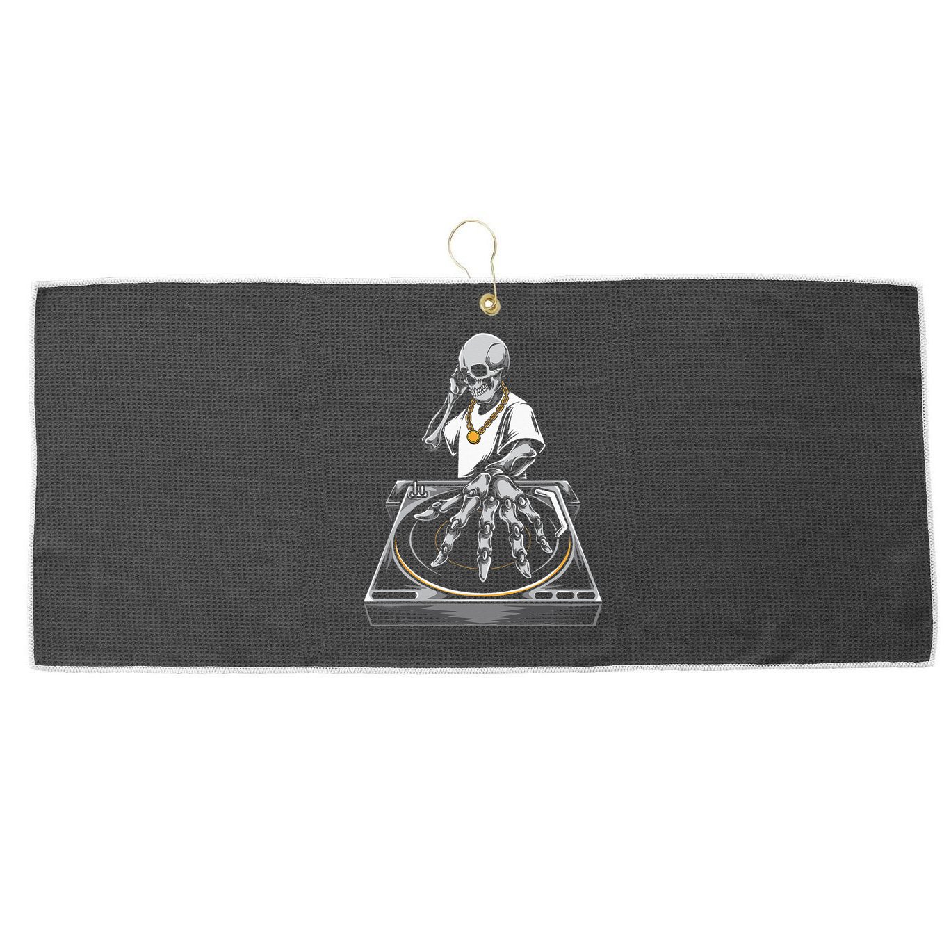 Skeleton DJ Lazy Halloween Costume Skull Disc Jockey Large Microfiber Waffle Golf Towel