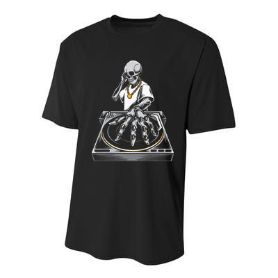 Skeleton DJ Lazy Halloween Costume Skull Disc Jockey Youth Performance Sprint T-Shirt