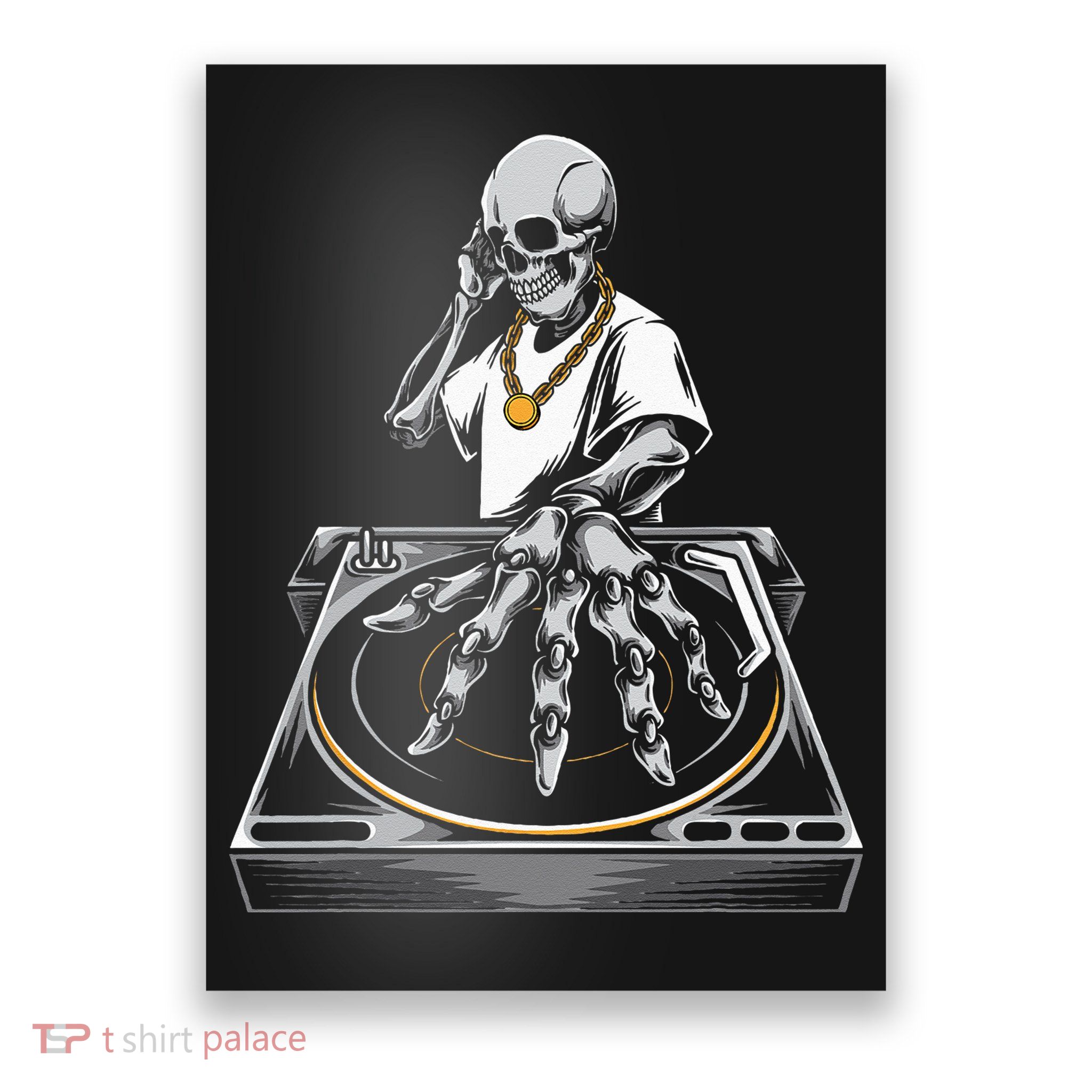 Skeleton DJ Lazy Halloween Costume Skull Disc Jockey Poster