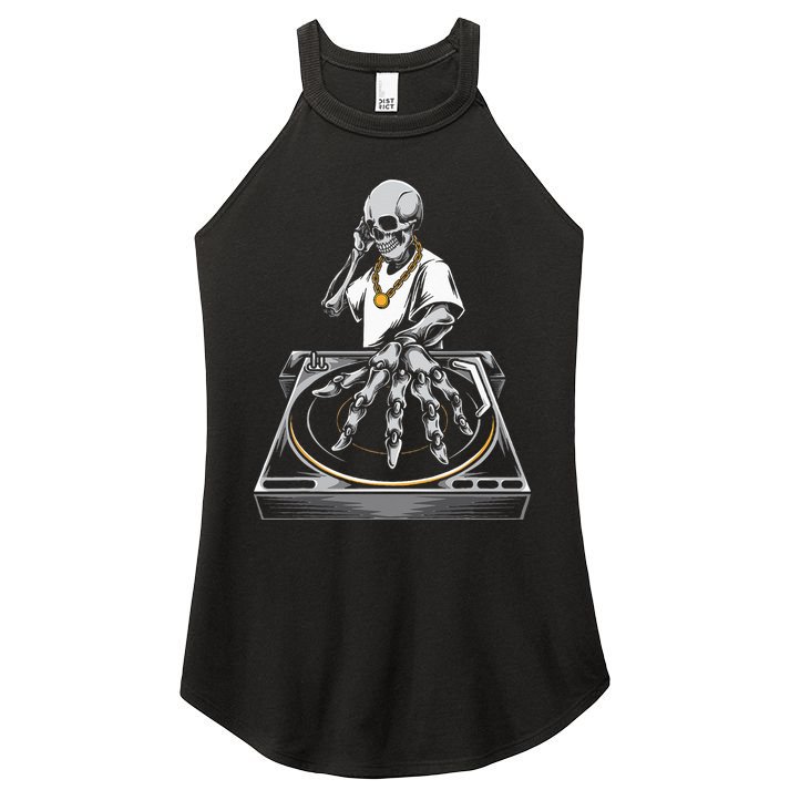 Skeleton DJ Lazy Halloween Costume Skull Disc Jockey Women's Perfect Tri Rocker Tank