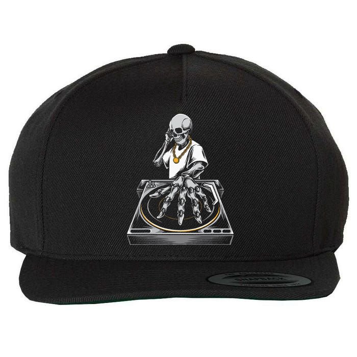 Skeleton DJ Lazy Halloween Costume Skull Disc Jockey Wool Snapback Cap