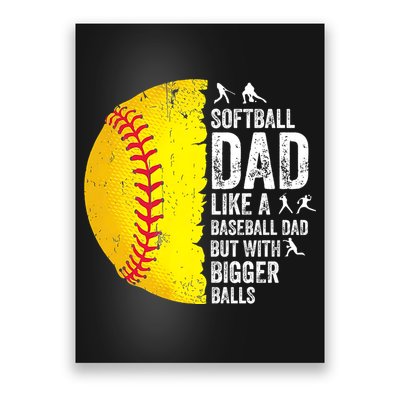 Softball Dad Like A Baseball Dad But With Bigger Balls Poster