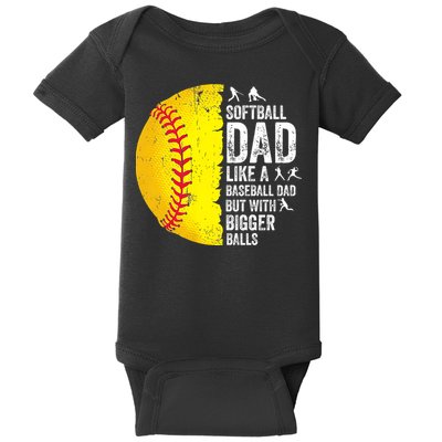 Softball Dad Like A Baseball Dad But With Bigger Balls Baby Bodysuit