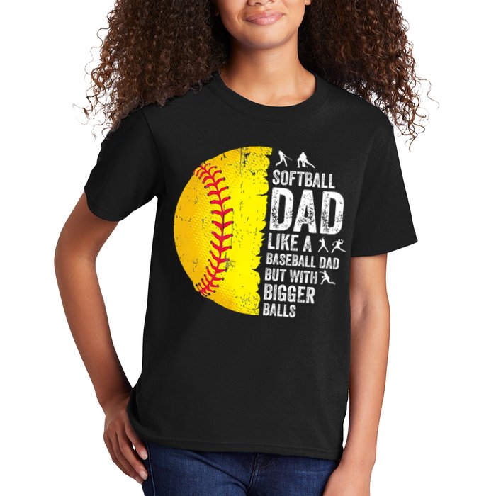 Softball Dad Like A Baseball Dad But With Bigger Balls Kids T-Shirt