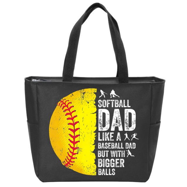 Softball Dad Like A Baseball Dad But With Bigger Balls Zip Tote Bag