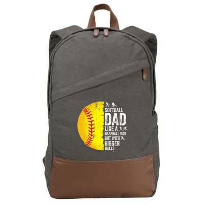 Softball Dad Like A Baseball Dad But With Bigger Balls Cotton Canvas Backpack