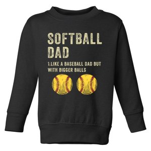 Softball Dad Like A Baseball Dad But With Bigger Balls Toddler Sweatshirt