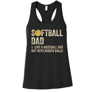 Softball Dad Like A Baseball Dad But With Bigger Balls Women's Racerback Tank