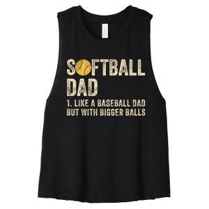 Softball Dad Like A Baseball Dad But With Bigger Balls Women's Racerback Cropped Tank