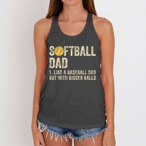 Softball Dad Like A Baseball Dad But With Bigger Balls Women's Knotted Racerback Tank