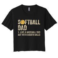 Softball Dad Like A Baseball Dad But With Bigger Balls Women's Crop Top Tee