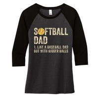 Softball Dad Like A Baseball Dad But With Bigger Balls Women's Tri-Blend 3/4-Sleeve Raglan Shirt